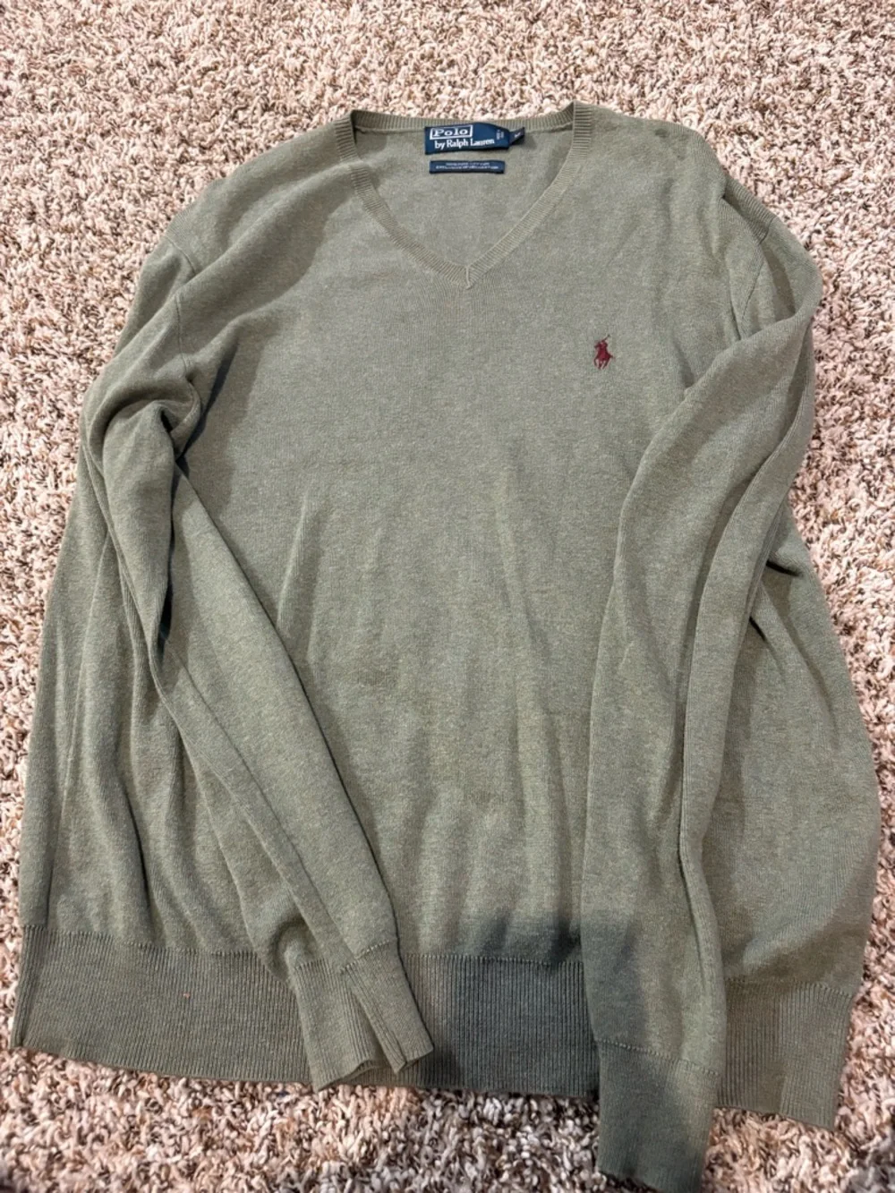 Polo Ralph Lauren Olive V-Neck Cotton Sweater size m - Picture 5 of 5